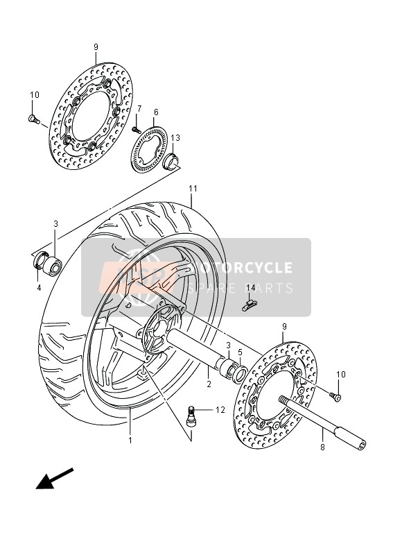 Suzuki AN650Z BURGMAN EXECUTIVE 2015 VORDERRAD für ein 2015 Suzuki AN650Z BURGMAN EXECUTIVE